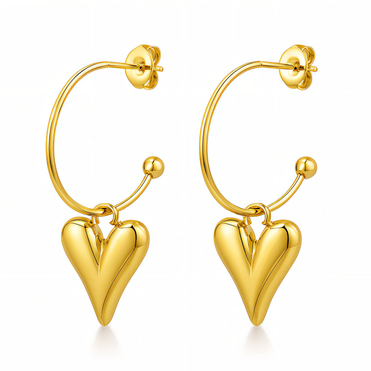 "Hearts" PVD Gold-Plated Stainless Steel Earrings