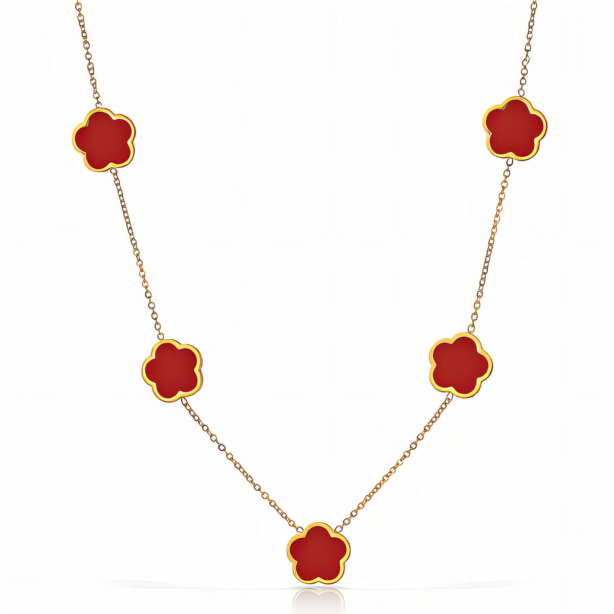 "Flowers" Necklace, 18K Gold Plated Steel