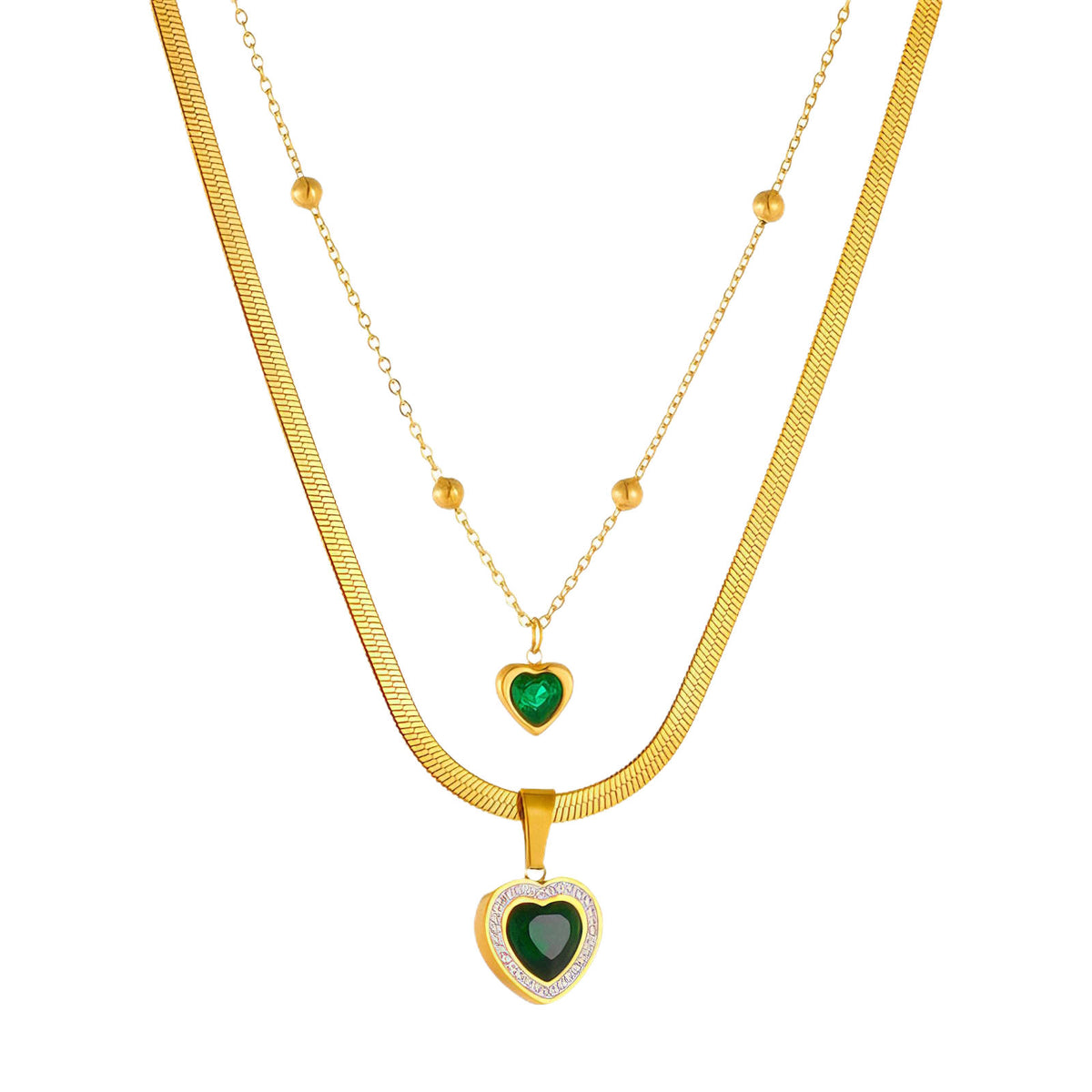 "Hearts" PVD Gold-Plated Stainless Steel Necklace