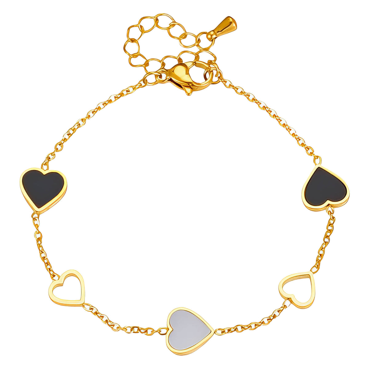 "Hearts" PVD Gold-Plated Stainless Steel Bracelet