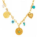 "Evil Eye" Necklace, 18K Gold Plated Steel