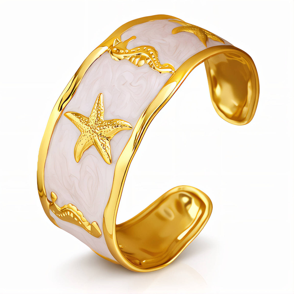 "Starfishes" Bracelet, 18K Gold Plated Steel